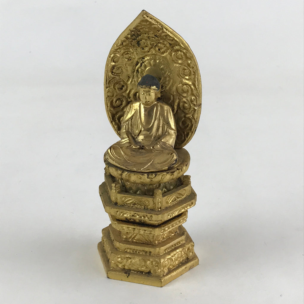 Japanese Buddhist Altar Fitting Wooden Amida Nyorai Vtg Ornament Gold BD922