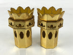 Japanese Buddhist Altar Fitting Wooden Kuge Offering Stand Vtg 2pc Gold BA667
