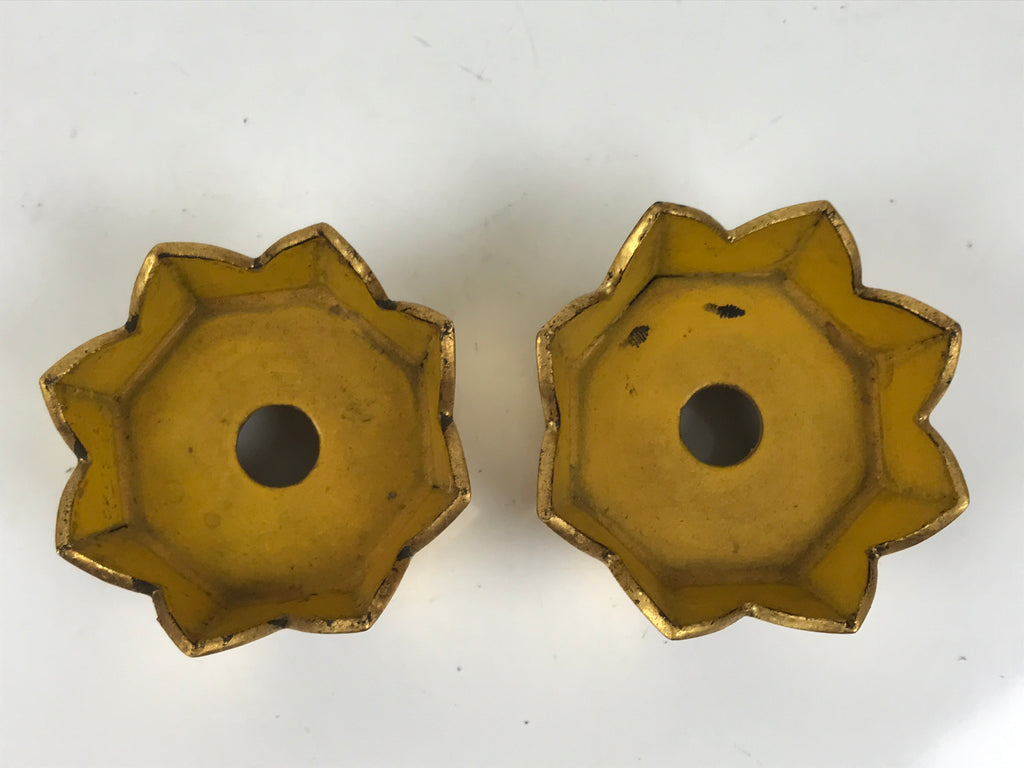 Japanese Buddhist Altar Fitting Wooden Kuge Offering Stand Vtg 2pc Gold BA667