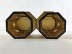 Japanese Buddhist Altar Fitting Wooden Kuge Offering Stand Vtg 2pc Gold BA87