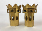 Japanese Buddhist Altar Fitting Wooden Kuge Offering Stand Vtg 2pc Gold BA87