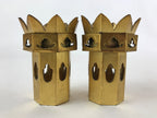 Japanese Buddhist Altar Fitting Wooden Kuge Offering Stand Vtg 2pc Gold BA87