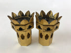Japanese Buddhist Altar Fitting Wooden Kuge Offering Stand Vtg 2pc Gold BA87