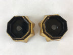 Japanese Buddhist Altar Fitting Wooden Kuge Offering Stand Vtg 2pc Gold BA87