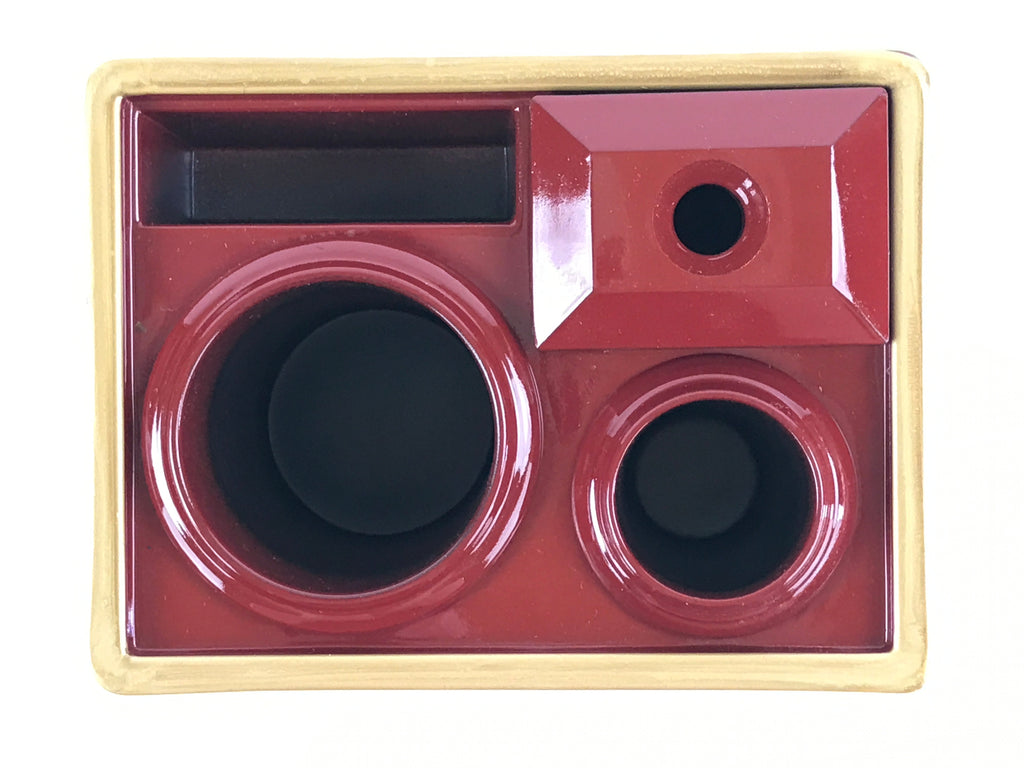 Japanese Buddhist Altar Fitting Wooden Lacquer Candle Stand Set Vtg Incense BA74