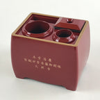 Japanese Buddhist Altar Fitting Wooden Lacquer Candle Stand Set Vtg Incense BA74
