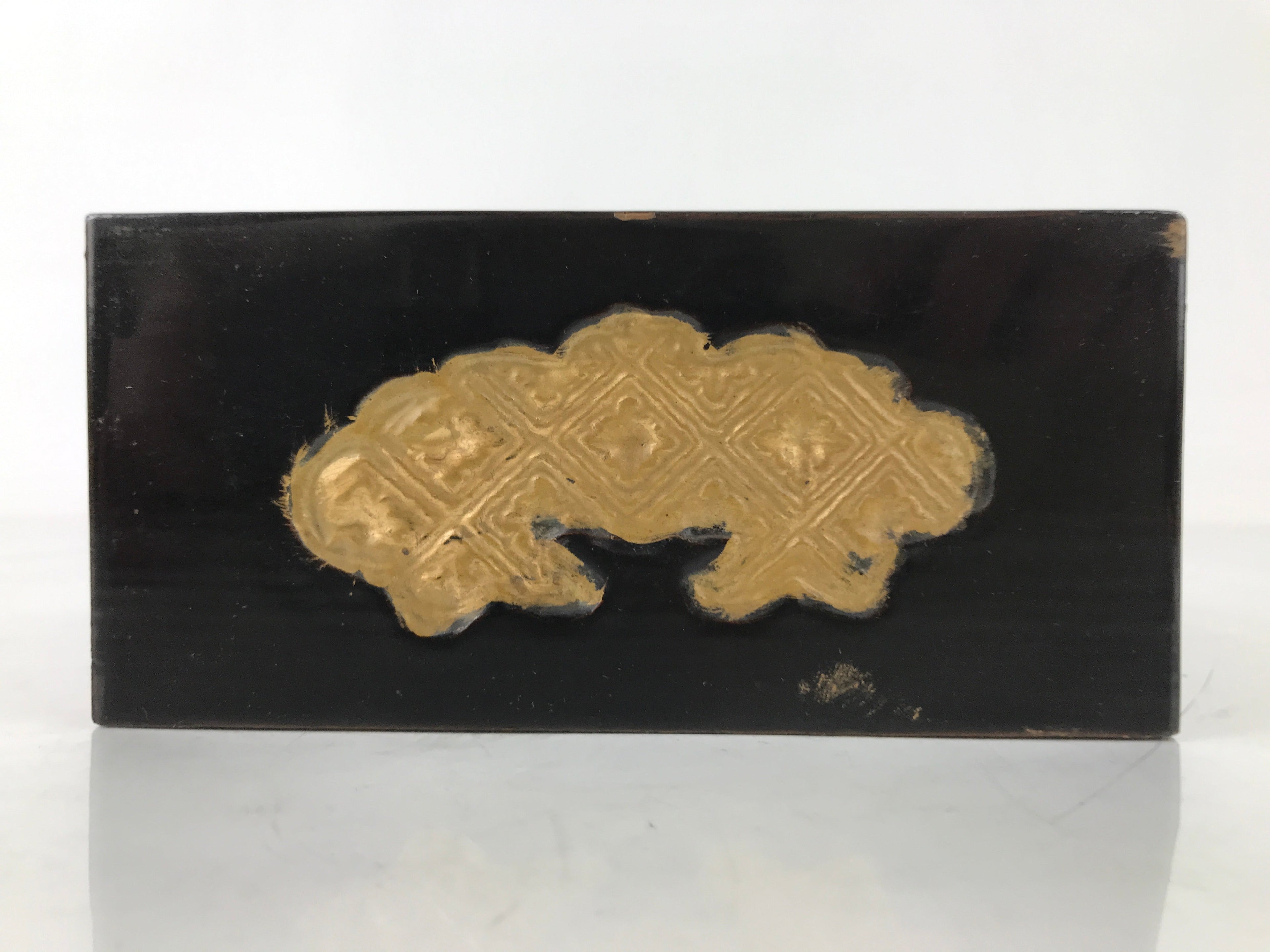 Japanese Buddhist Altar Fitting Wooden Lacquer Statue Stand Black Gold BA568
