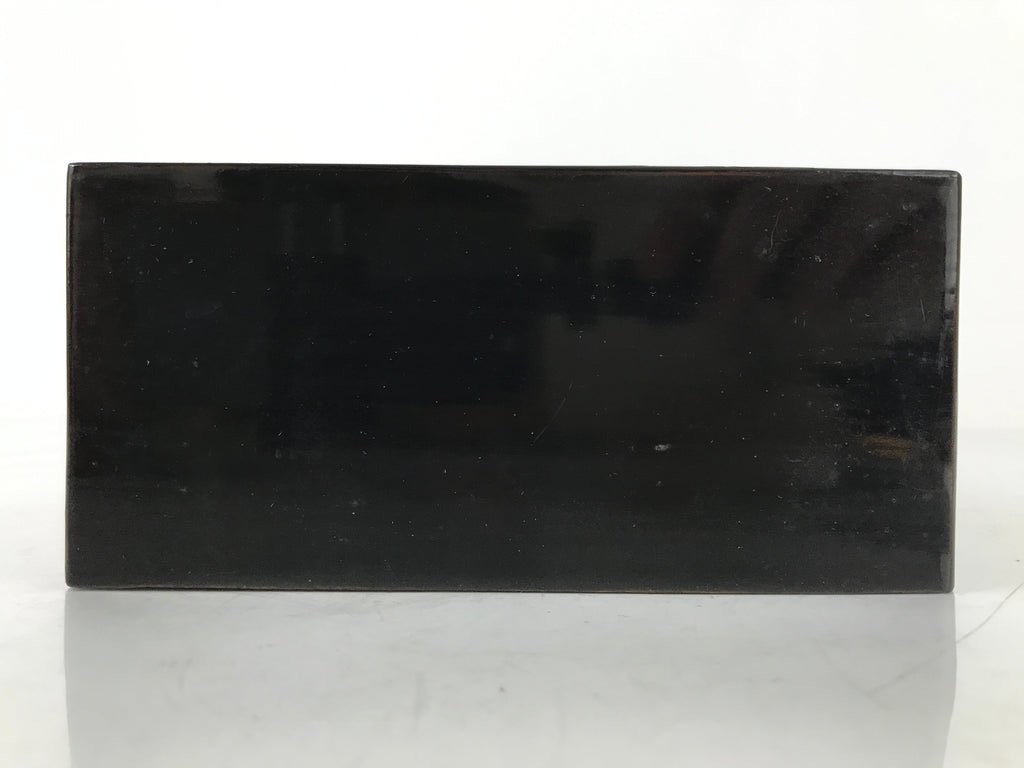 Japanese Buddhist Altar Fitting Wooden Lacquer Statue Stand Black Gold BA568