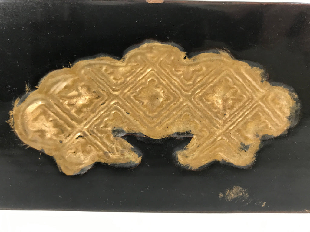 Japanese Buddhist Altar Fitting Wooden Lacquer Statue Stand Black Gold BA568