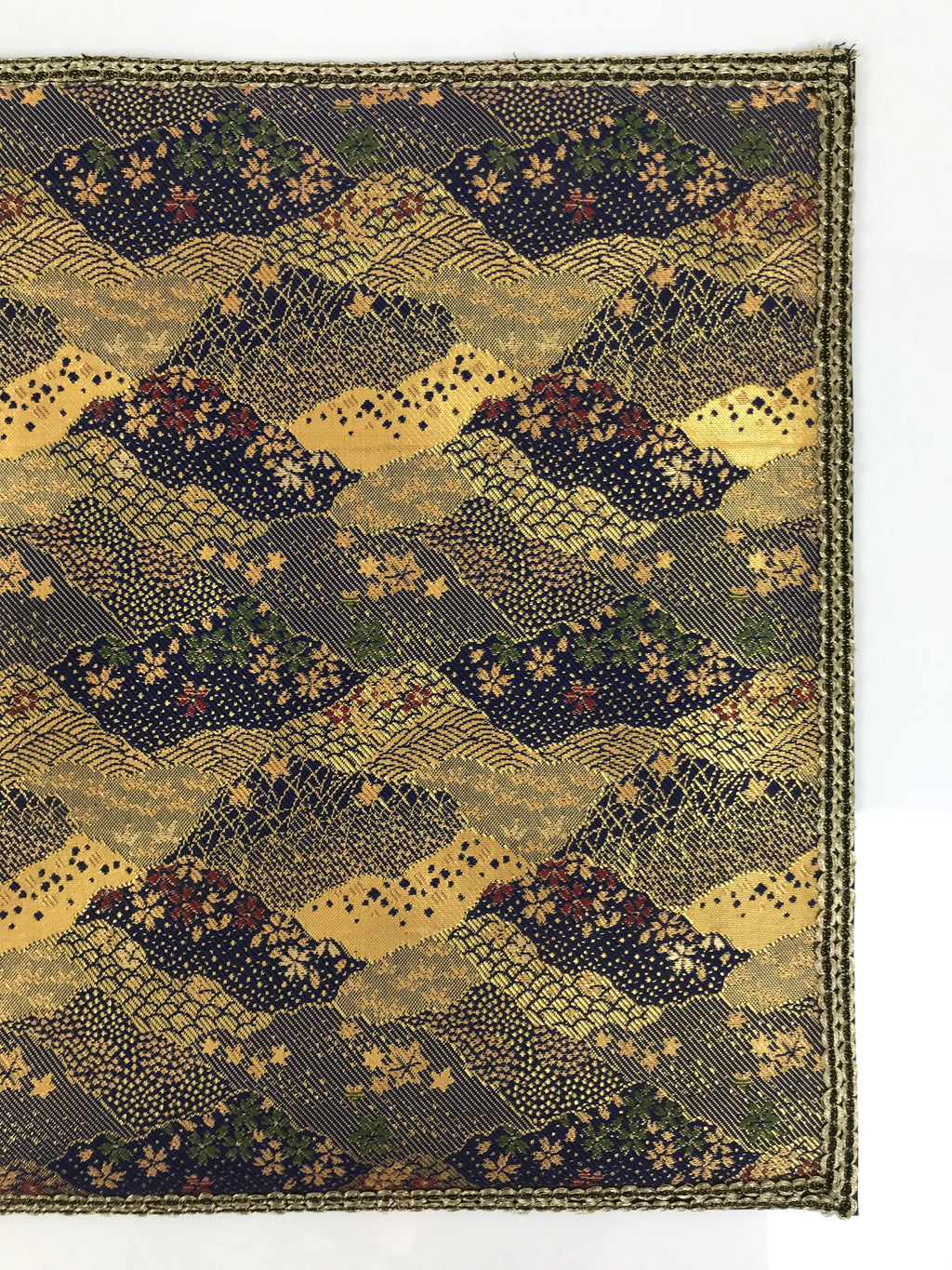 Japanese Buddhist Altar Kyozukue Silk Table Mat Uchishiki Blue Gold Sakura BA915