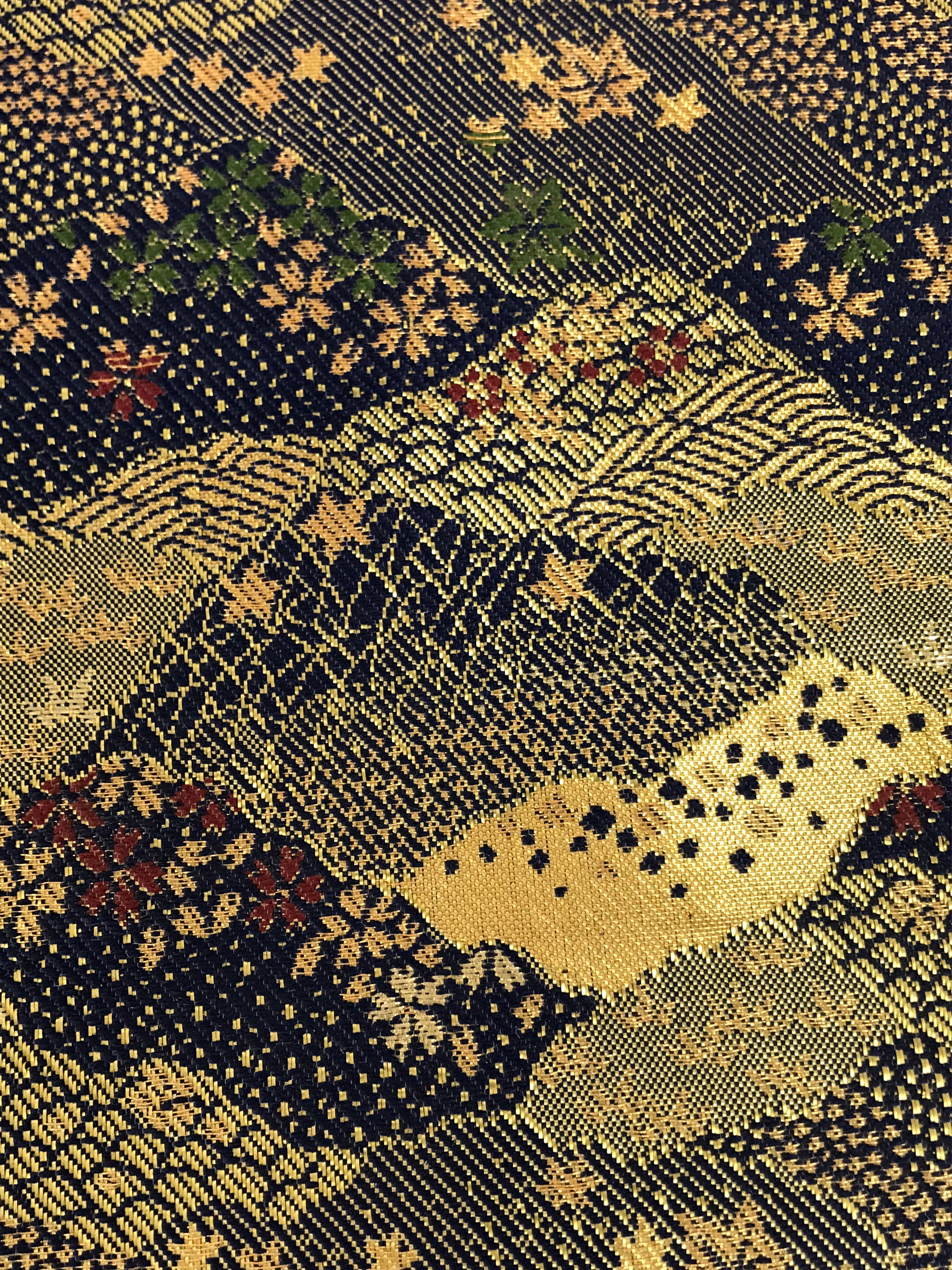 Japanese Buddhist Altar Kyozukue Silk Table Mat Uchishiki Blue Gold Sakura BA915