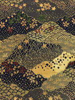 Japanese Buddhist Altar Kyozukue Silk Table Mat Uchishiki Blue Gold Sakura BA915