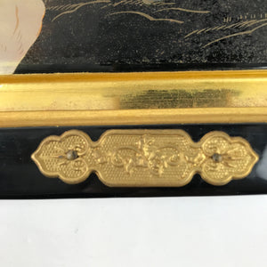 Japanese Buddhist Altar Lacquer Door Panel Vtg Makie Raden Scenery Gold BA468