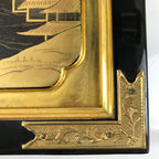 Japanese Buddhist Altar Lacquer Door Panel Vtg Makie Raden Scenery Gold BA469