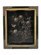 Japanese Buddhist Altar Lacquer Drawer Vtg Bronze Gold Makie Chrysanthemum BA499