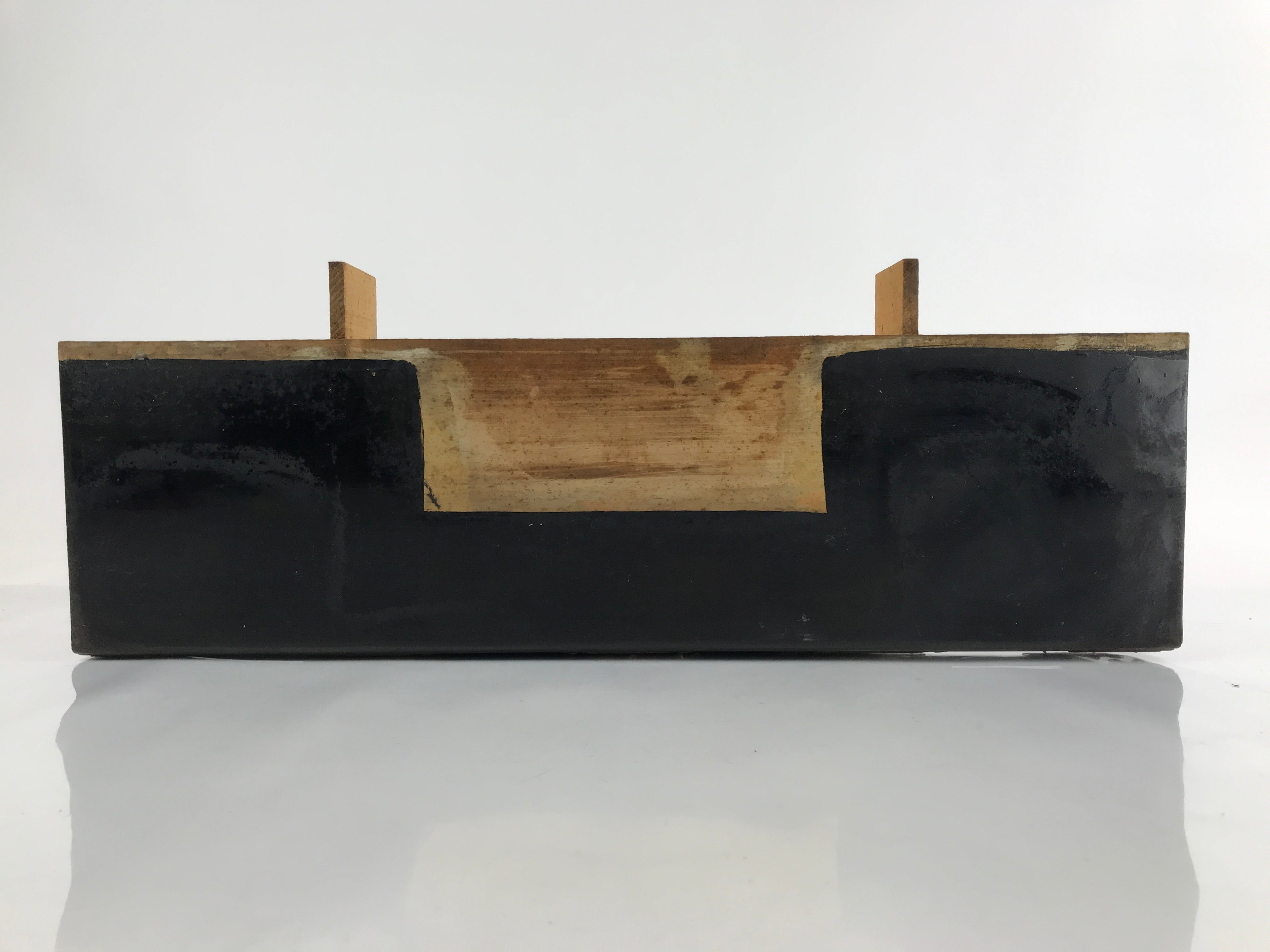 Japanese Buddhist Altar Lacquer Part Vtg Gilt Carved Wood Lotus Gold Black BA290