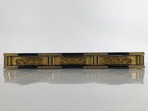 Japanese Buddhist Altar Lacquer Part Vtg Gilt Carved Wood Vines Gold Black BA429