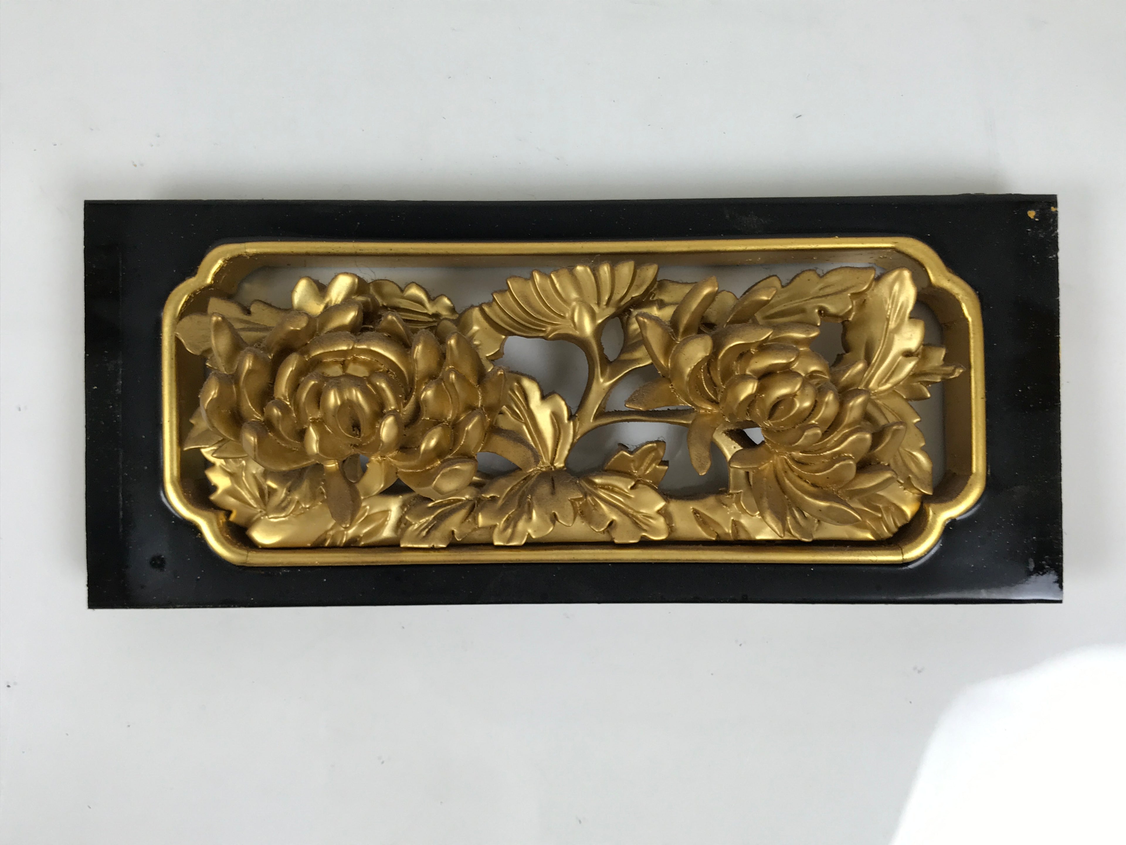 Japanese Buddhist Altar Lacquer Wood Chrysanthemum Butsudan Spare Part Gold BP5