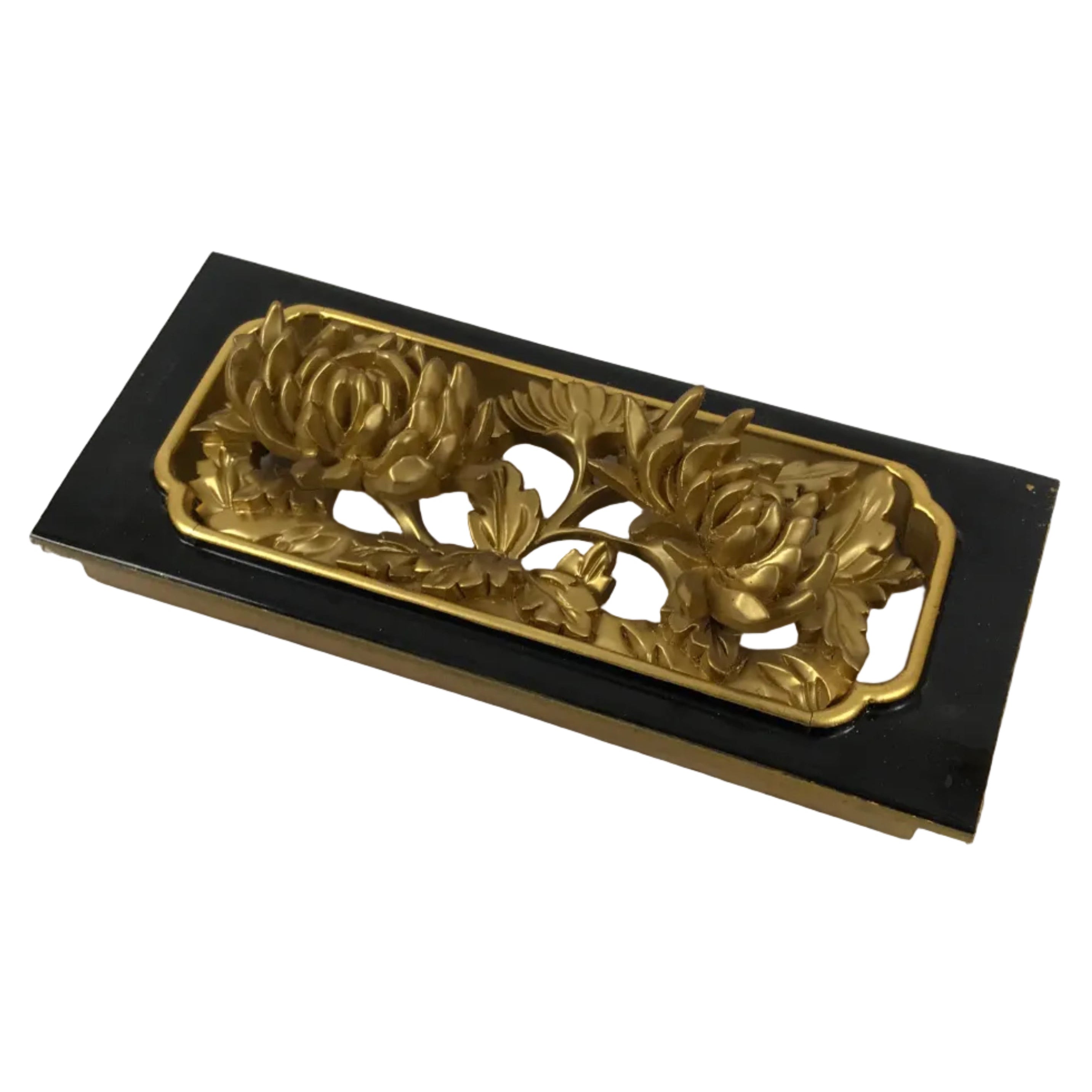 Japanese Buddhist Altar Lacquer Wood Chrysanthemum Butsudan Spare Part Gold BP5