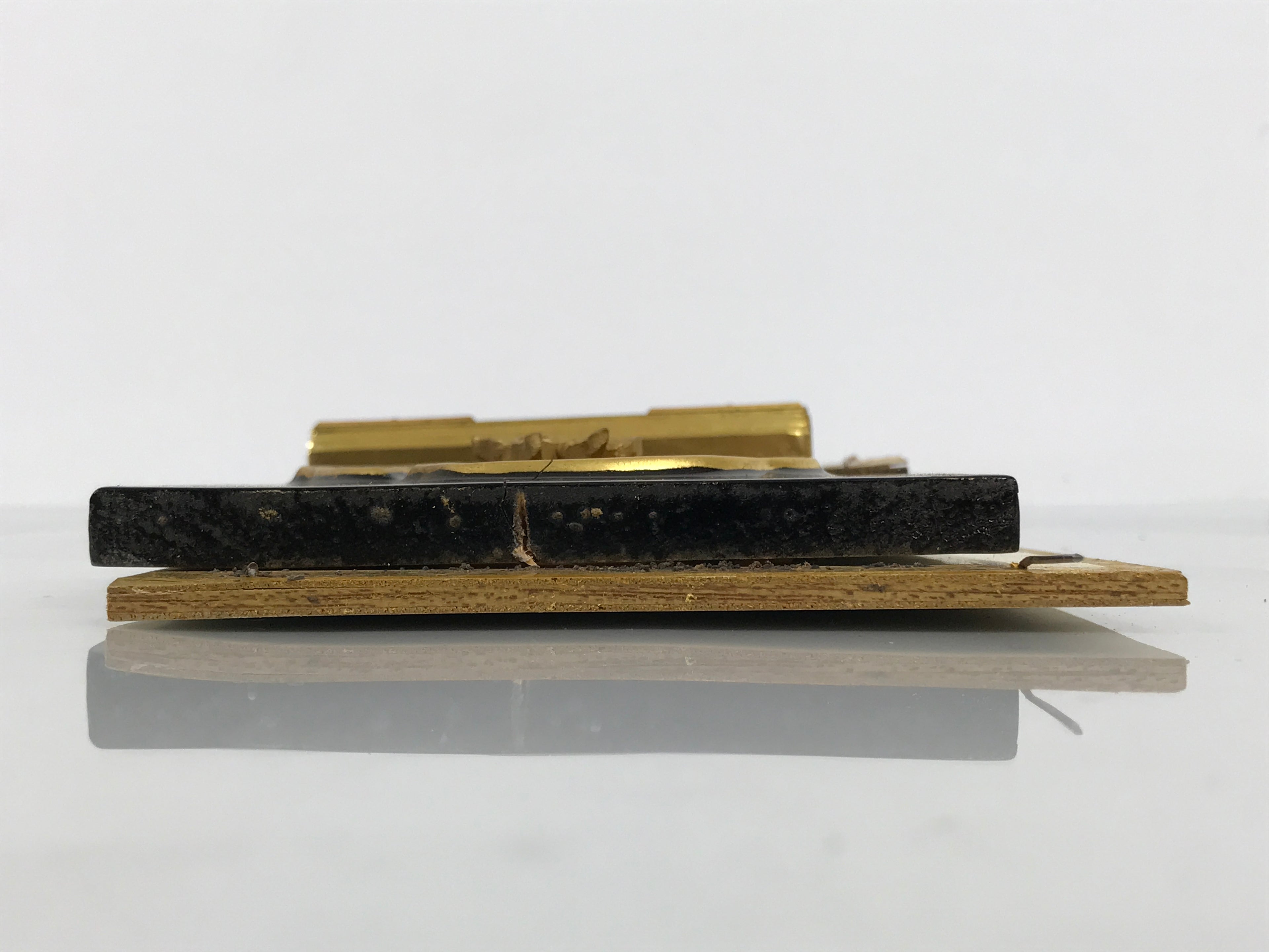 Japanese Buddhist Altar Lacquer Wood Floral Panel Butsudan Spare Part Gold BP12