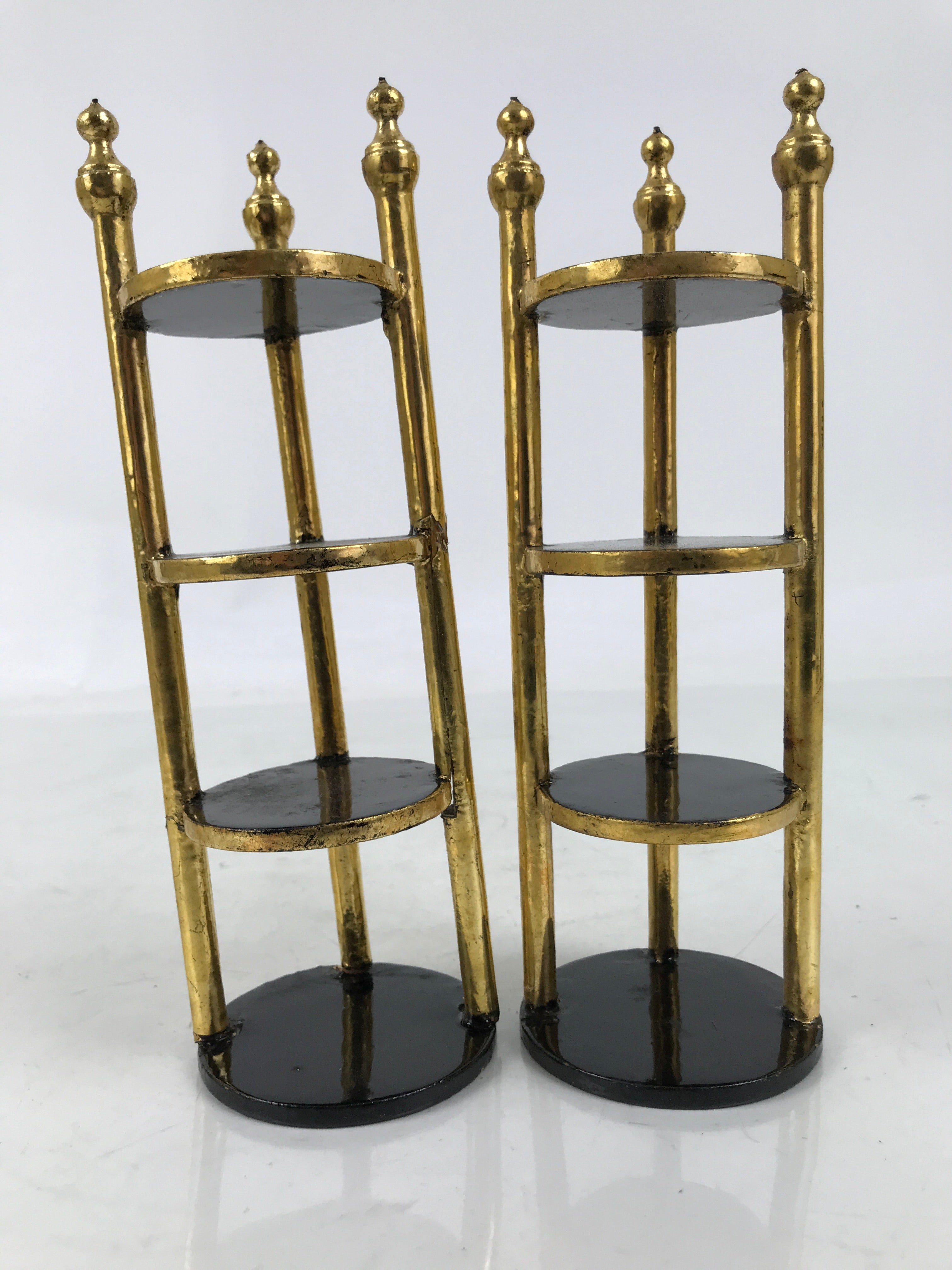 Japanese Buddhist Altar Lacquer Wood Offering Shelf Stand Vtg 2pc Butsugu BA748