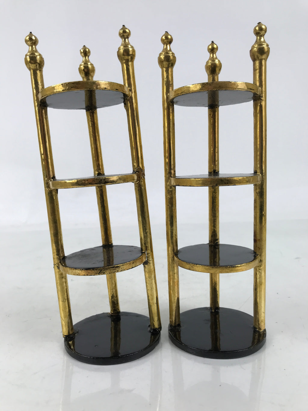 Japanese Buddhist Altar Lacquer Wood Offering Shelf Stand Vtg 2pc Butsugu BA748