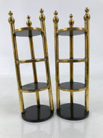 Japanese Buddhist Altar Lacquer Wood Offering Shelf Stand Vtg 2pc Butsugu BA748