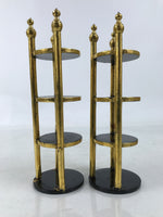 Japanese Buddhist Altar Lacquer Wood Offering Shelf Stand Vtg 2pc Butsugu BA748