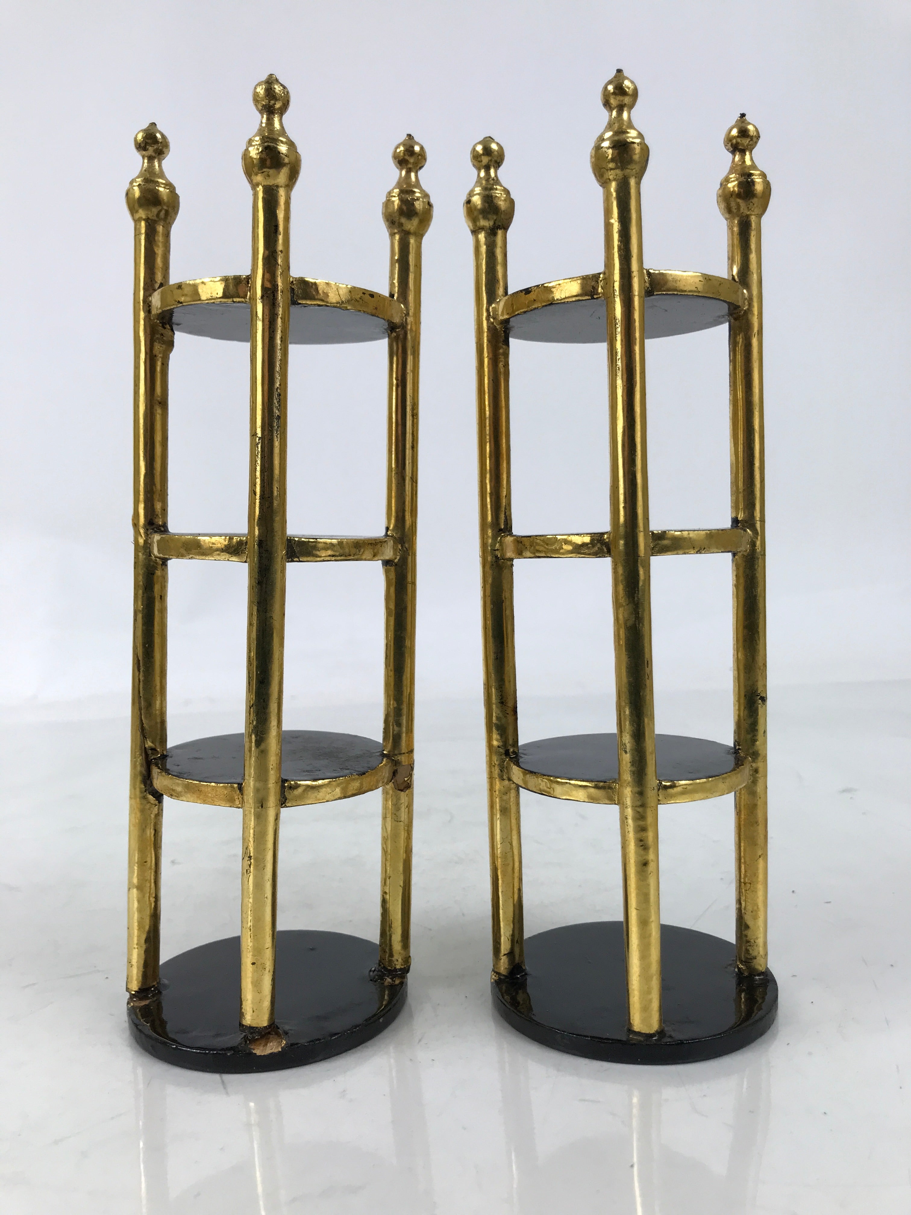 Japanese Buddhist Altar Lacquer Wood Offering Shelf Stand Vtg 2pc Butsugu BA748