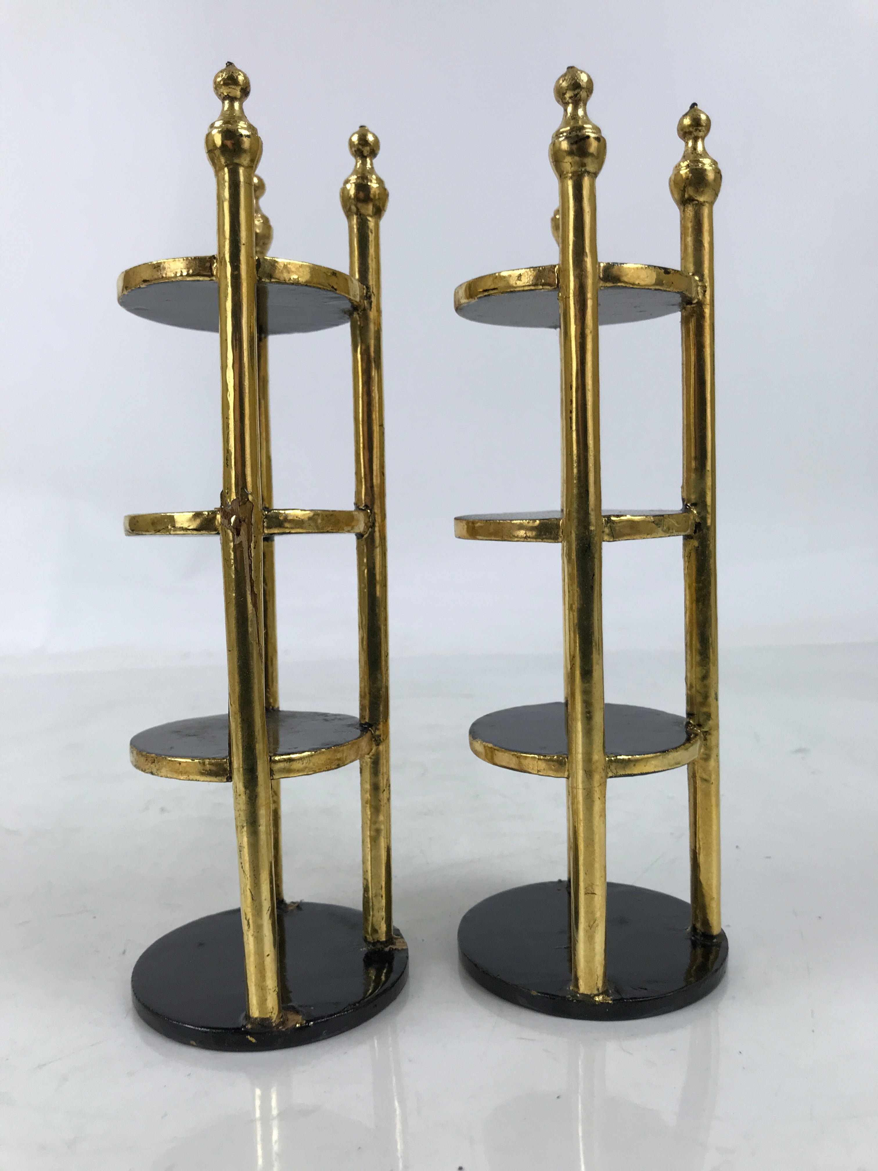 Japanese Buddhist Altar Lacquer Wood Offering Shelf Stand Vtg 2pc Butsugu BA748