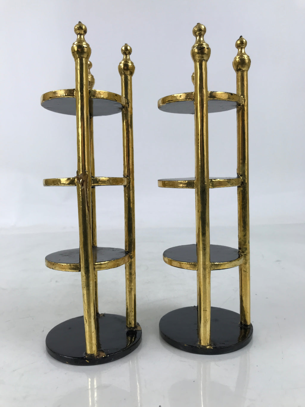 Japanese Buddhist Altar Lacquer Wood Offering Shelf Stand Vtg 2pc Butsugu BA748