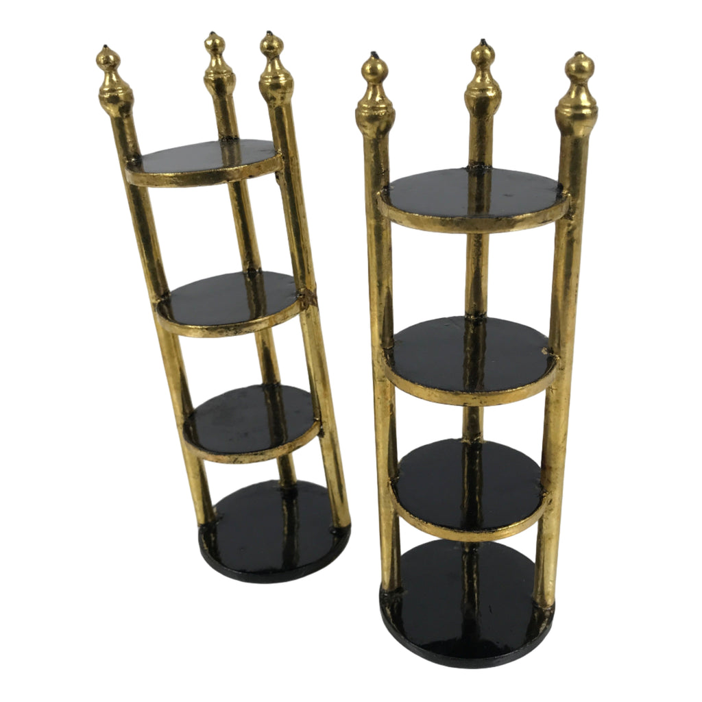 Japanese Buddhist Altar Lacquer Wood Offering Shelf Stand Vtg 2pc Butsugu BA748