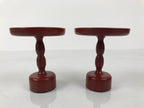 Japanese Buddhist Altar Lacquer Wood Offering Stand Vtg Takatsuki 2pc Red BA767