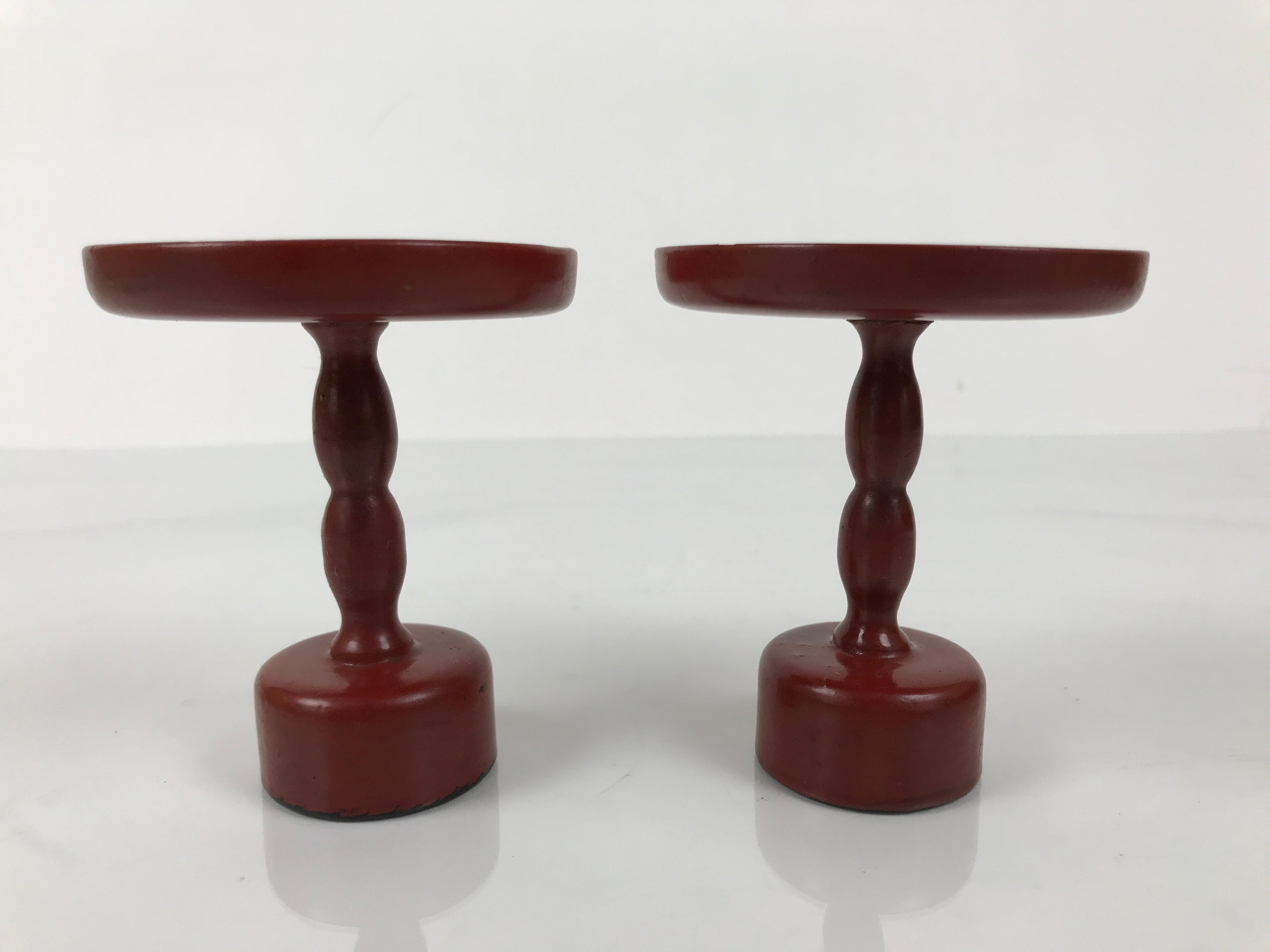 Japanese Buddhist Altar Lacquer Wood Offering Stand Vtg Takatsuki 2pc Red BA767