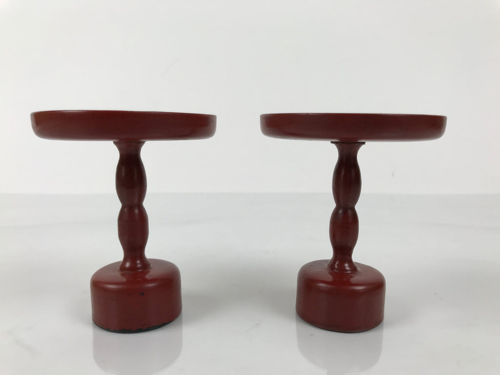 Japanese Buddhist Altar Lacquer Wood Offering Stand Vtg Takatsuki 2pc Red BA767