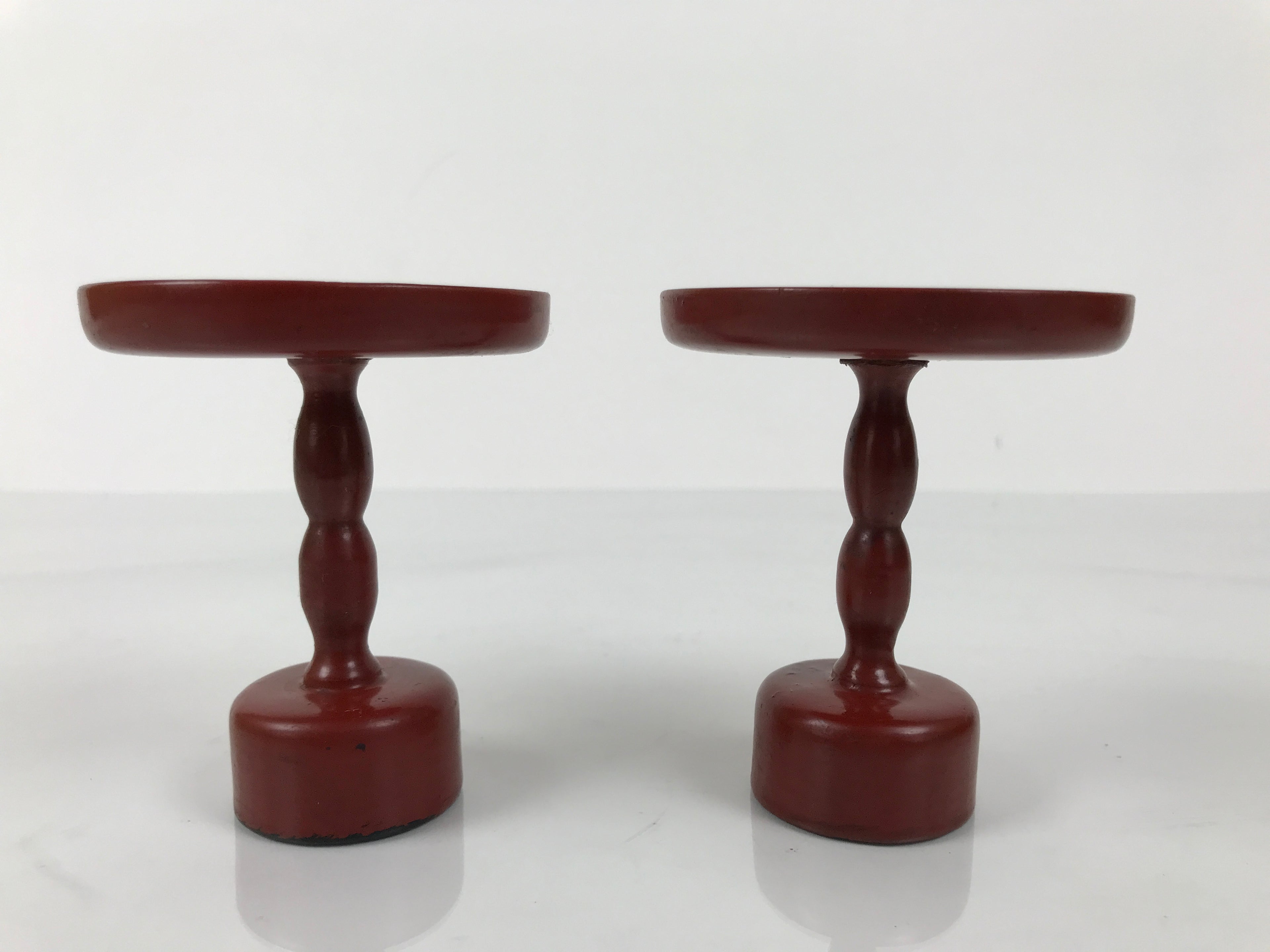 Japanese Buddhist Altar Lacquer Wood Offering Stand Vtg Takatsuki 2pc Red BA767