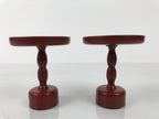 Japanese Buddhist Altar Lacquer Wood Offering Stand Vtg Takatsuki 2pc Red BA767