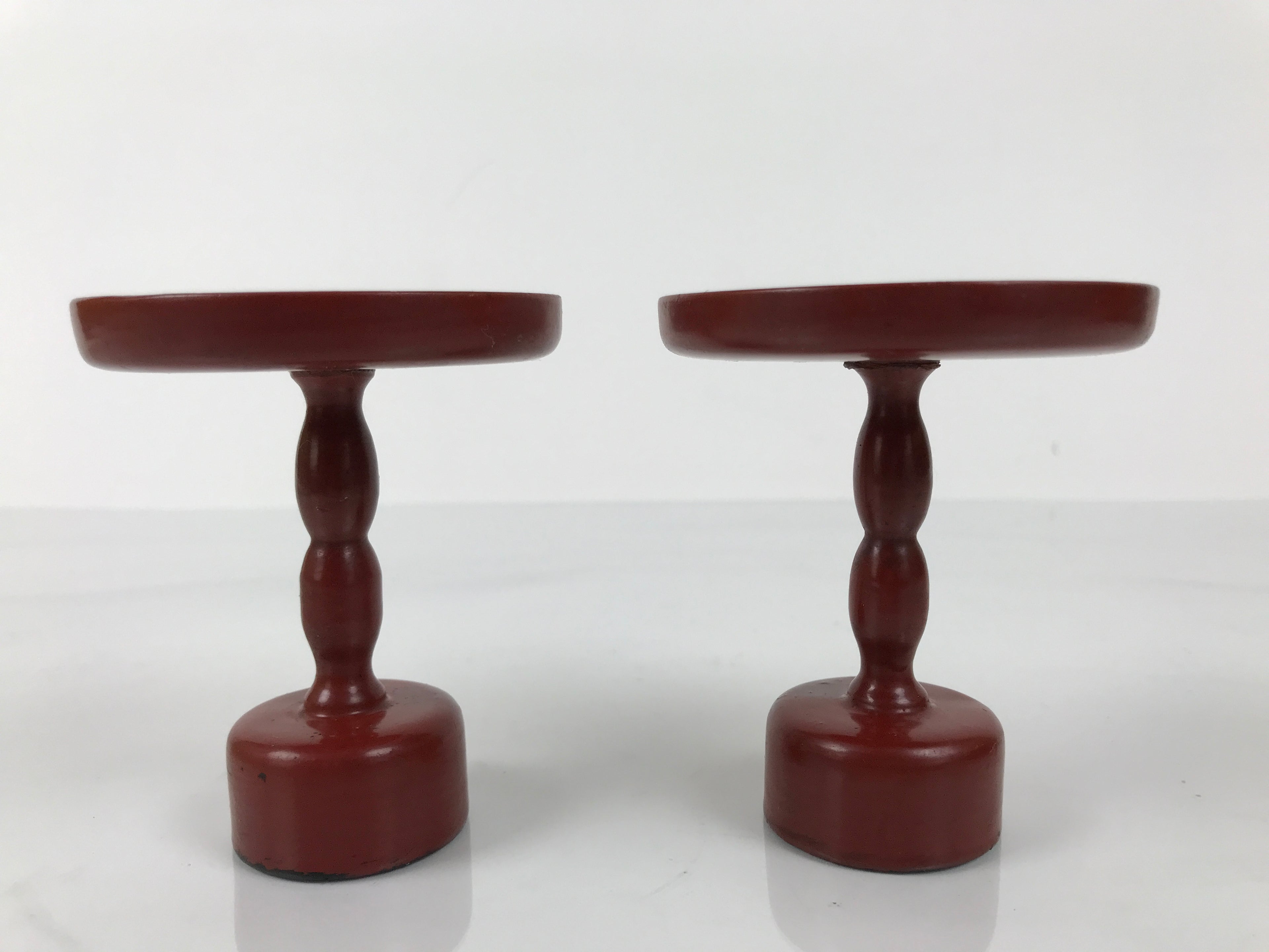 Japanese Buddhist Altar Lacquer Wood Offering Stand Vtg Takatsuki 2pc Red BA767