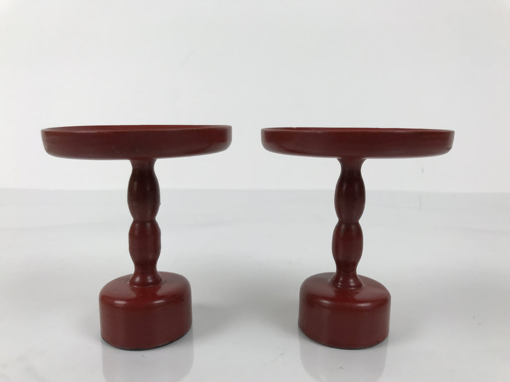 Japanese Buddhist Altar Lacquer Wood Offering Stand Vtg Takatsuki 2pc Red BA767