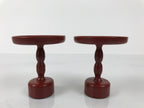 Japanese Buddhist Altar Lacquer Wood Offering Stand Vtg Takatsuki 2pc Red BA767