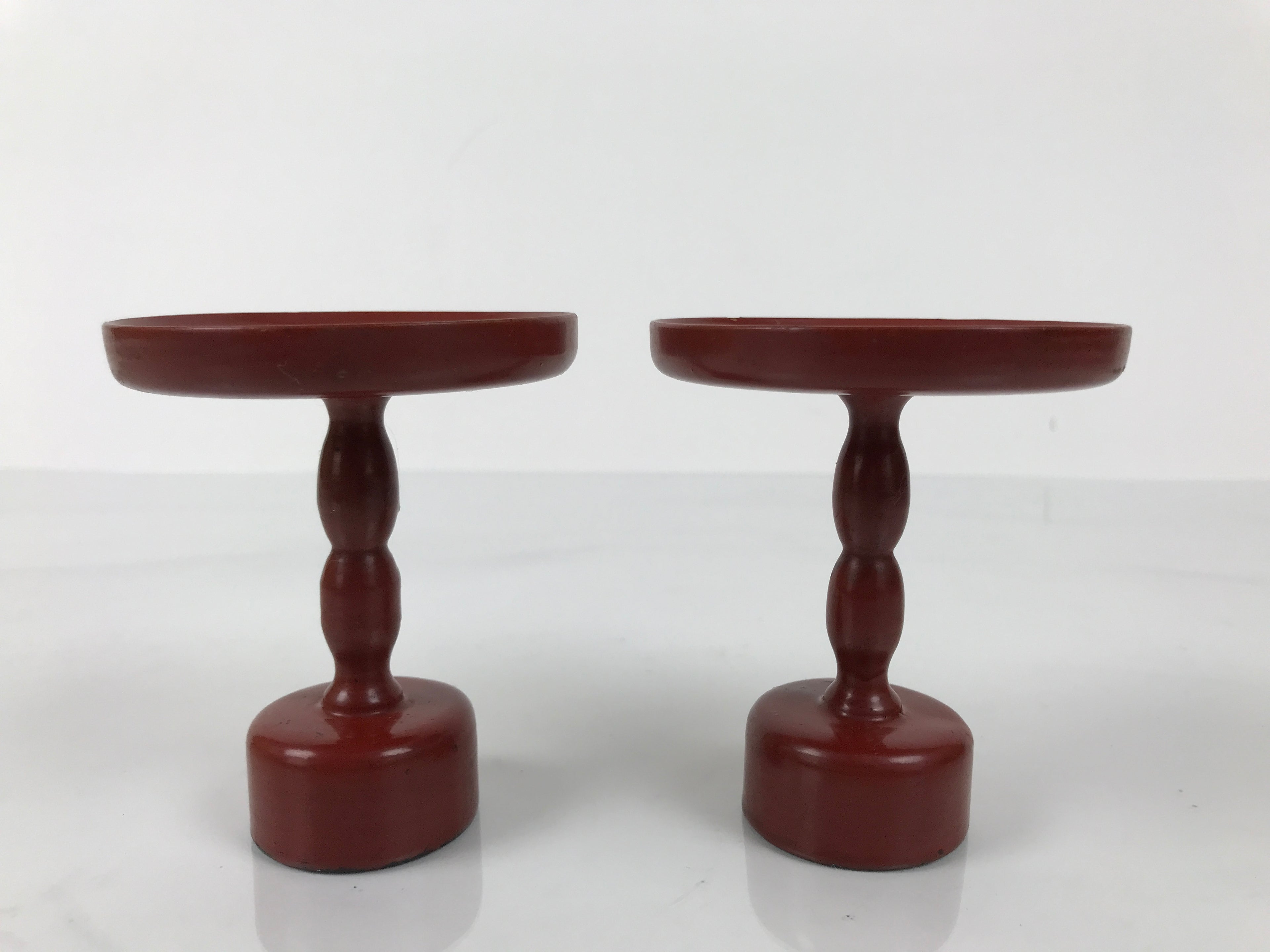 Japanese Buddhist Altar Lacquer Wood Offering Stand Vtg Takatsuki 2pc Red BA767