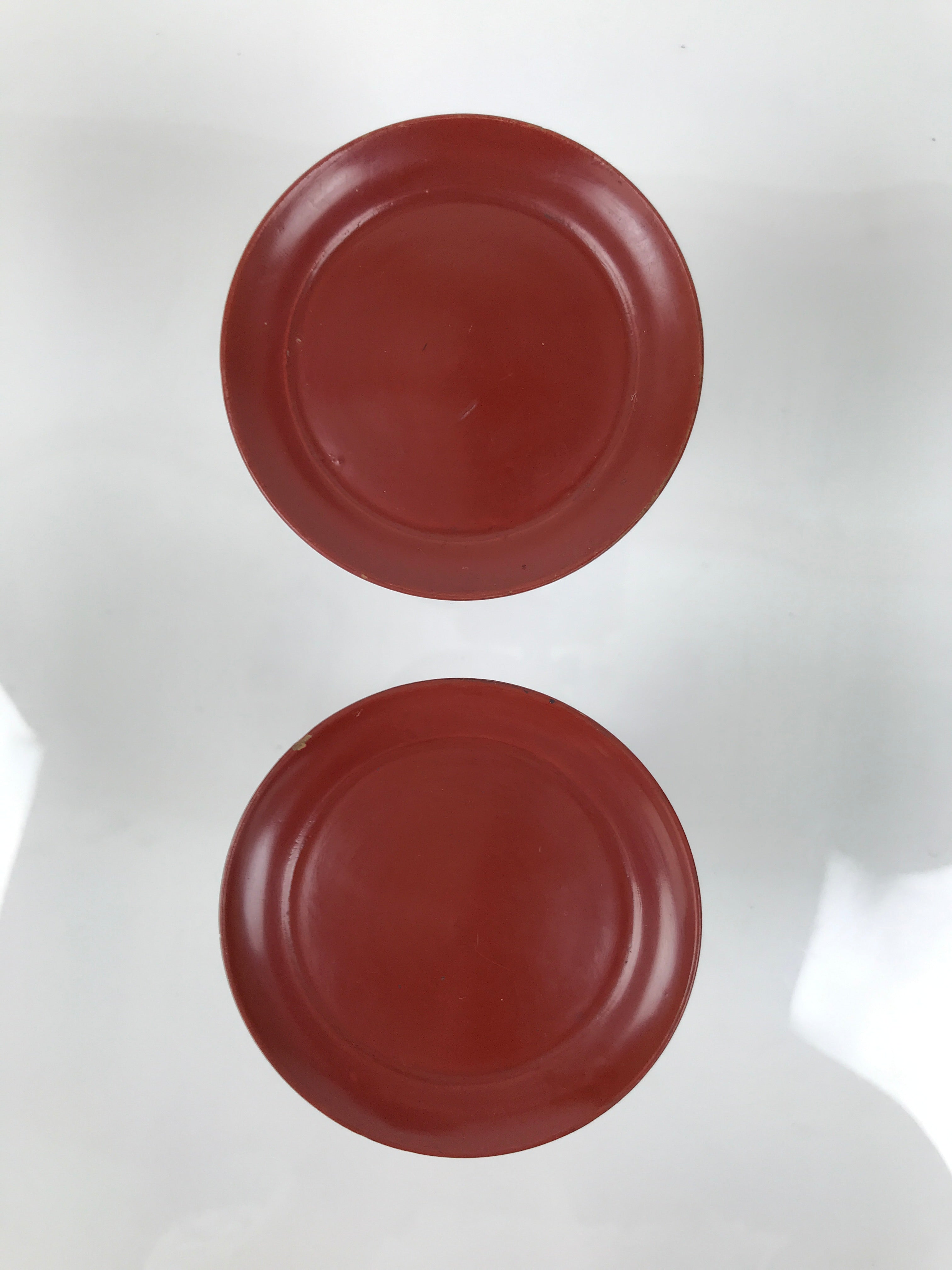Japanese Buddhist Altar Lacquer Wood Offering Stand Vtg Takatsuki 2pc Red BA767
