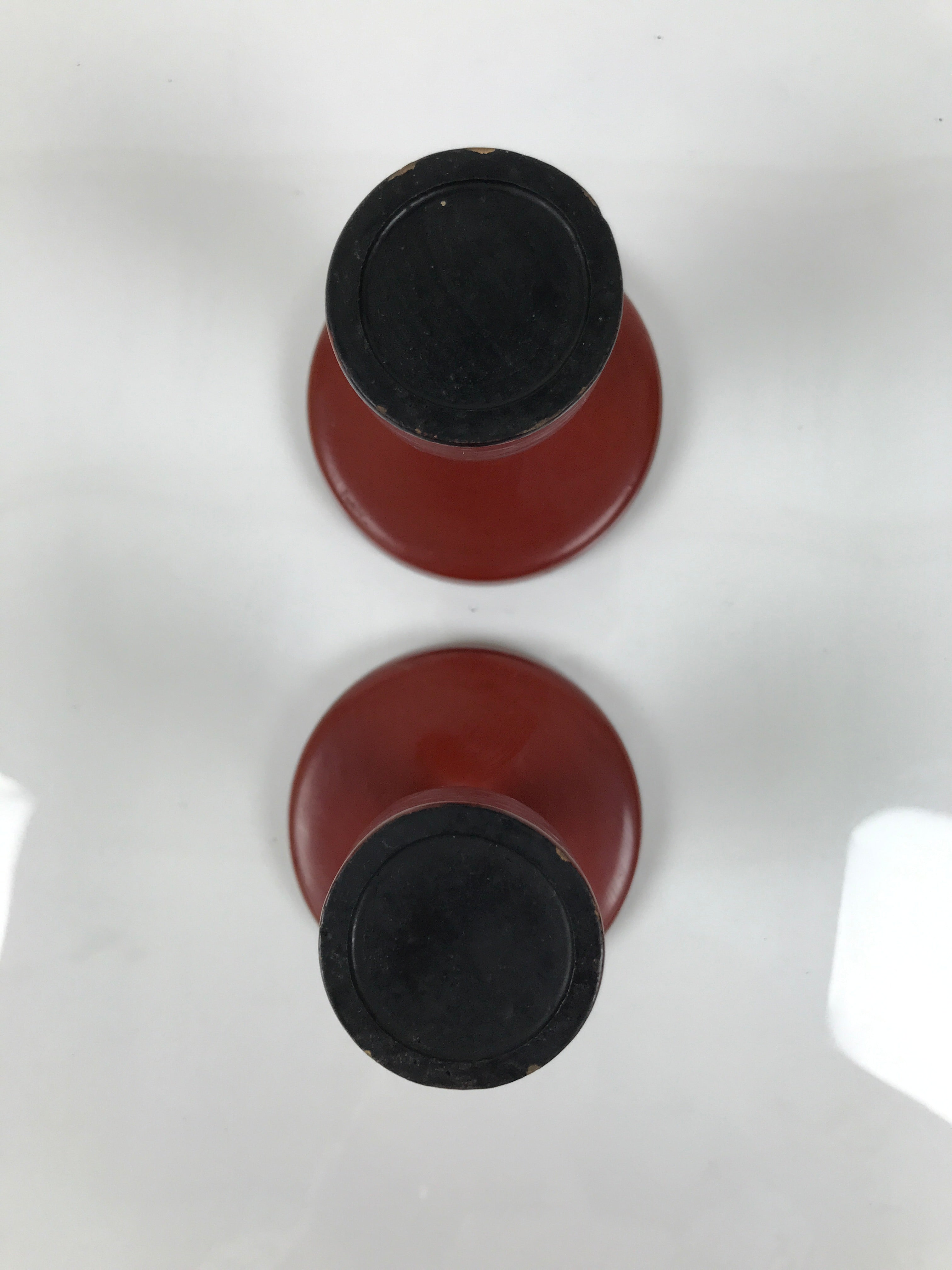 Japanese Buddhist Altar Lacquer Wood Offering Stand Vtg Takatsuki 2pc Red BA767