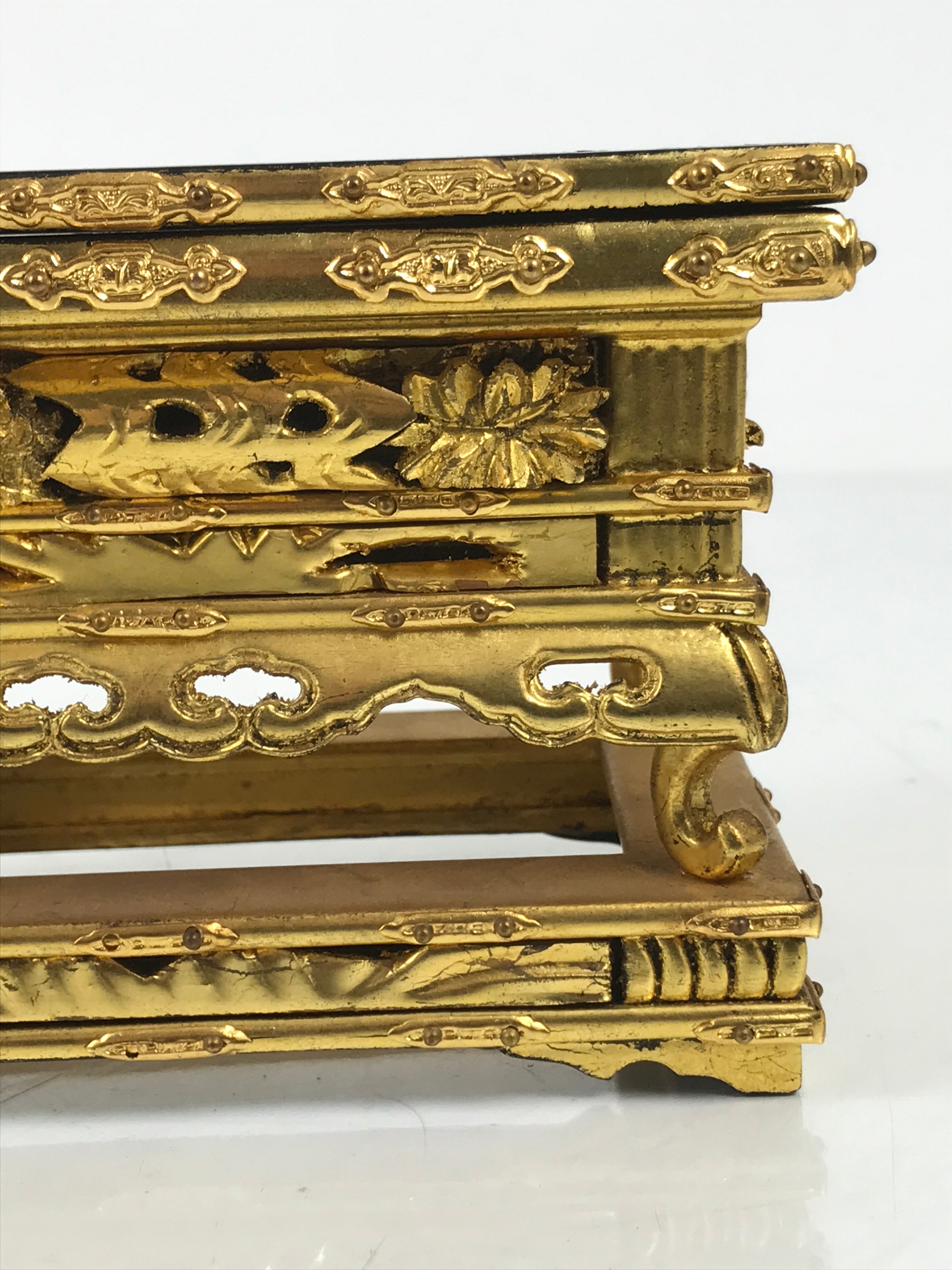 Japanese Buddhist Altar Lacquer Wood Offering Table Uwajoku Maejoku Wakasa BA623