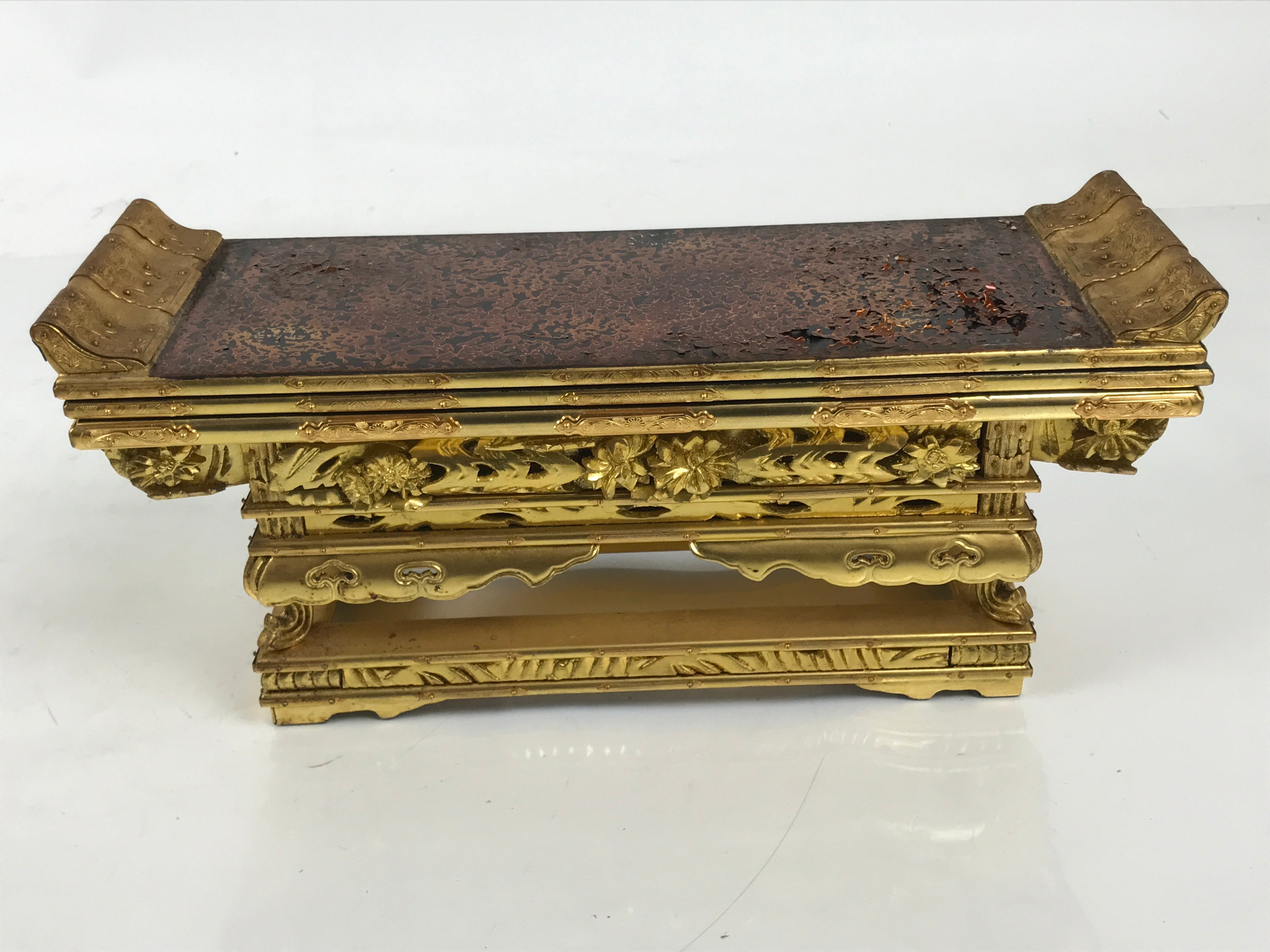 Japanese Buddhist Altar Lacquer Wood Offering Table Vtg Maejoku Wakasa BA622