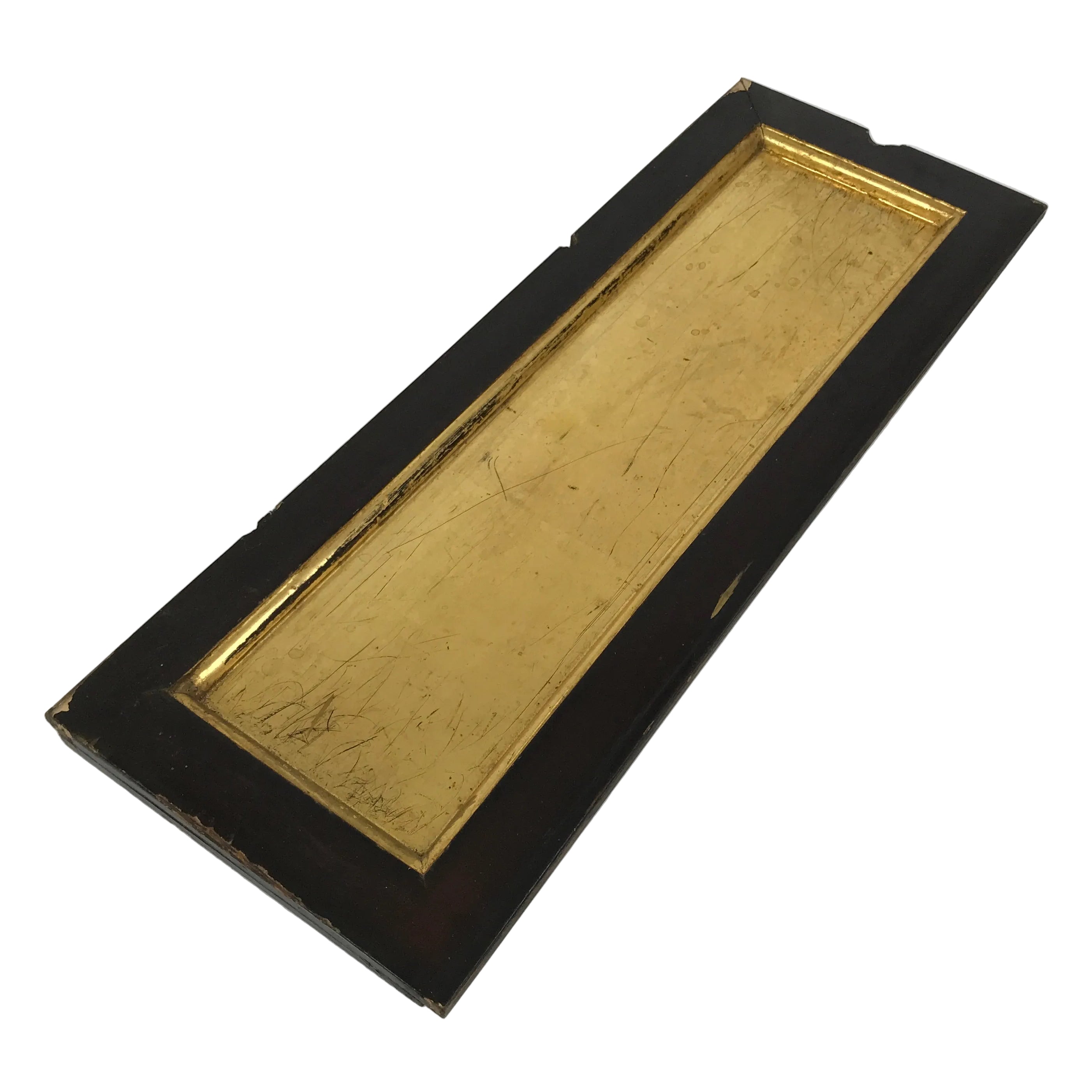 Japanese Buddhist Altar Lacquer Wood Panel Butsudan Spare Part Gold Black BP13