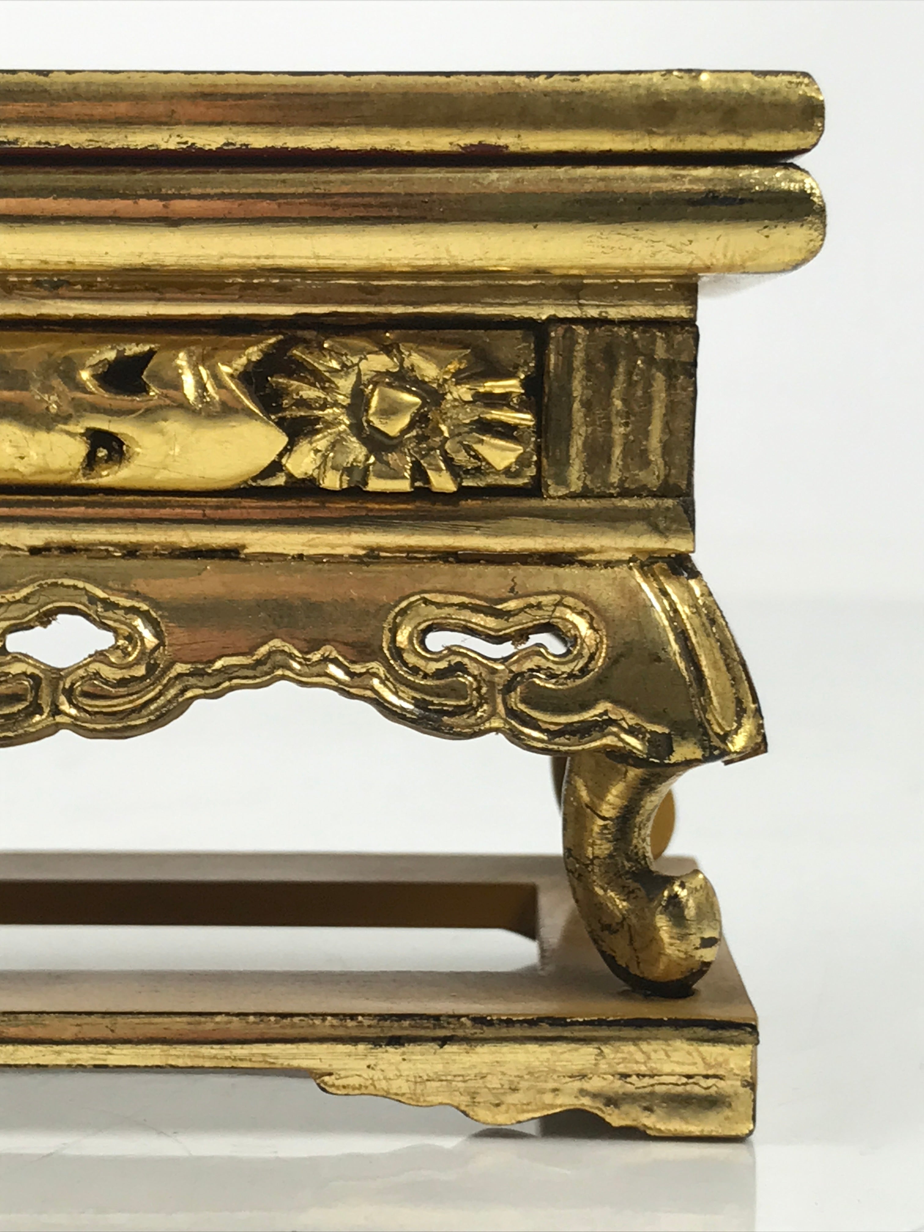 Japanese Buddhist Altar Lacquer Wood Resin Offering Table Uwajoku Maejoku BA624