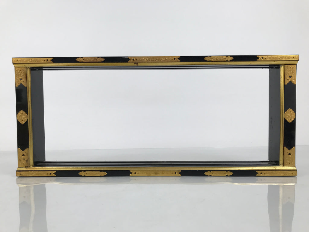Japanese Buddhist Altar Lacquer Wood Sliding Doors Brass Black Gold Makie BP23