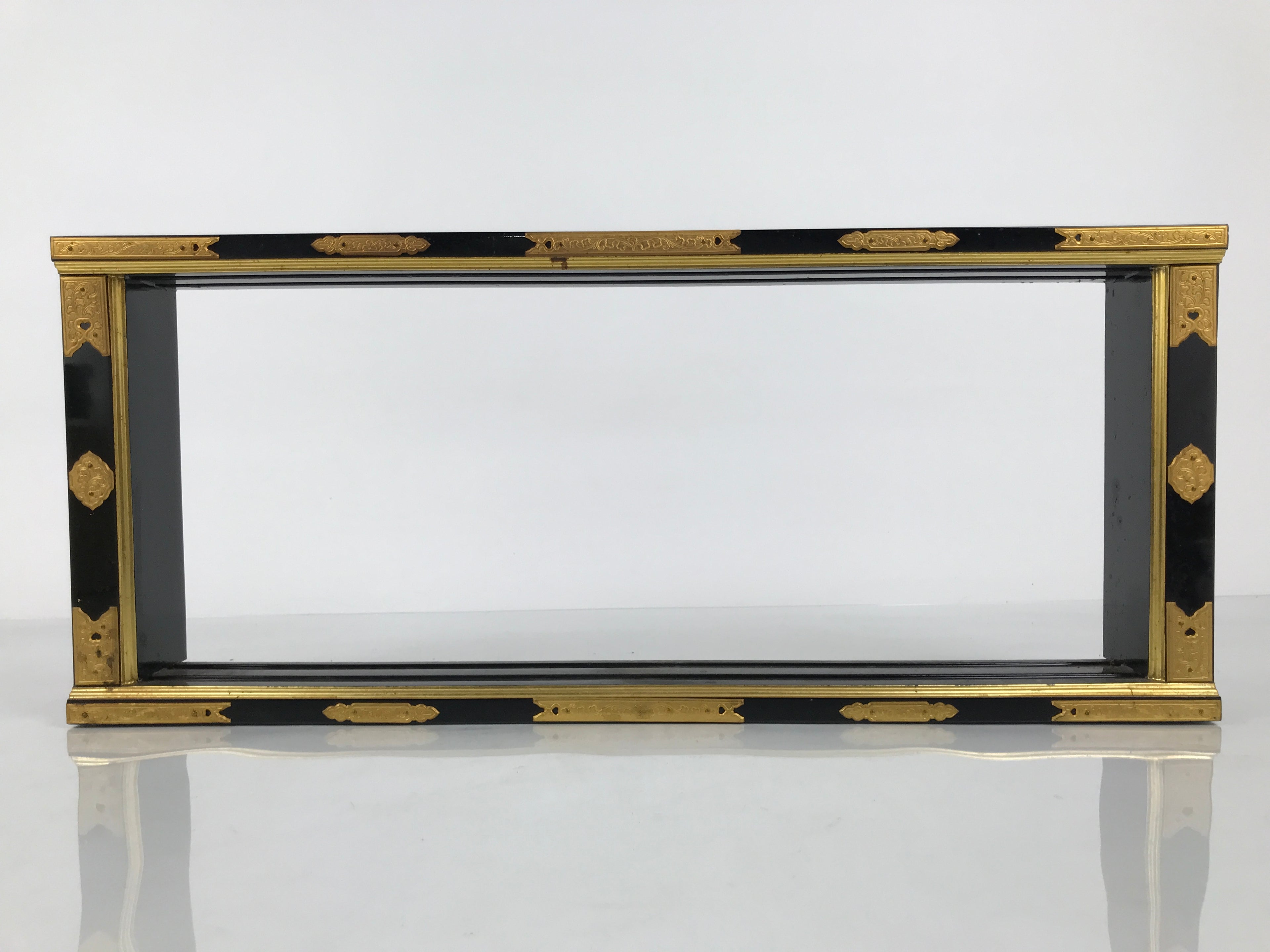 Japanese Buddhist Altar Lacquer Wood Sliding Doors Brass Black Gold Makie BP23