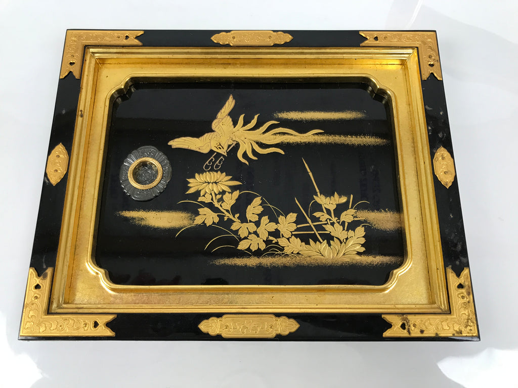 Japanese Buddhist Altar Lacquer Wood Sliding Doors Brass Black Gold Makie BP23